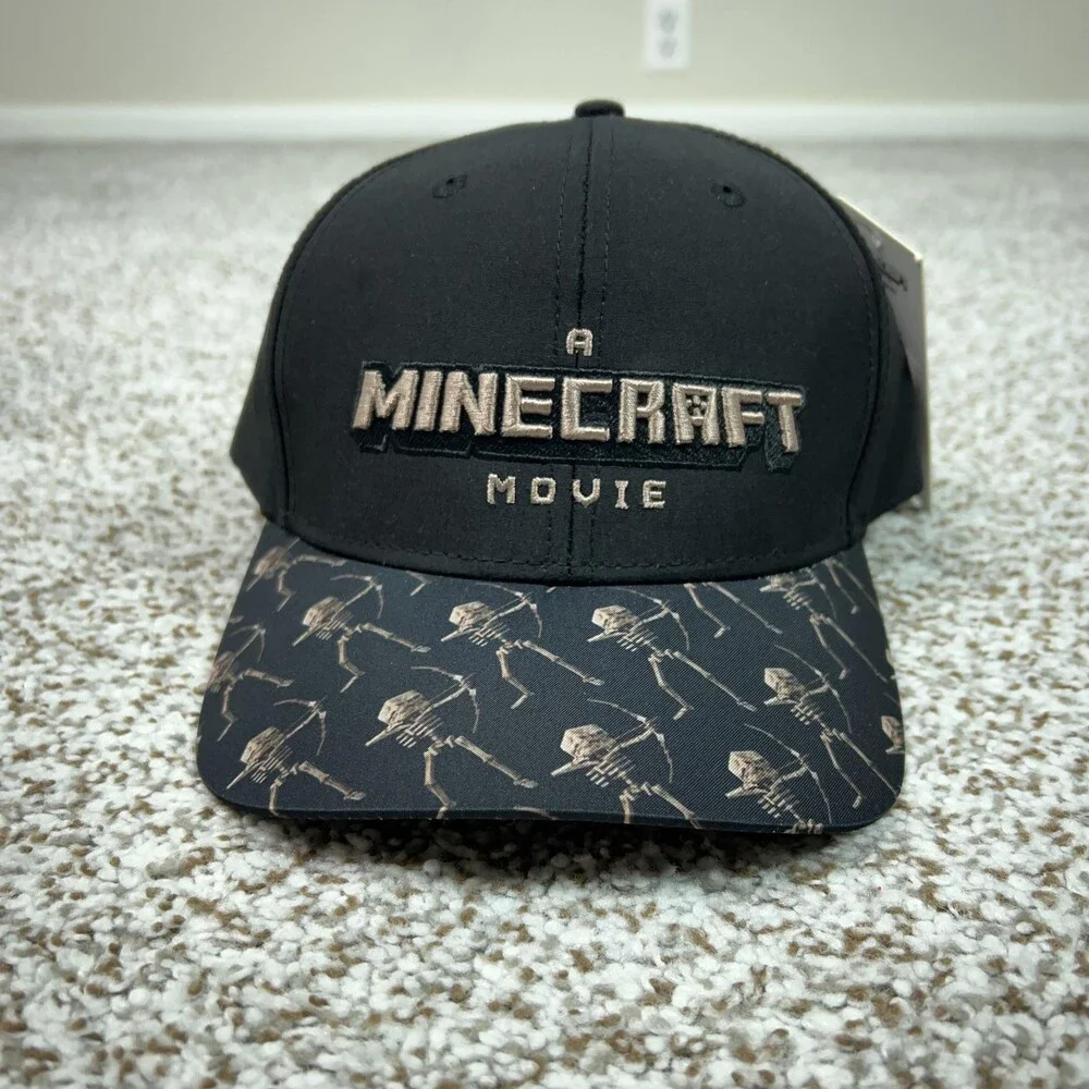 Minecraft Movie Hat Cap Snap Back Black Embroidered Video Game Men Entertainment